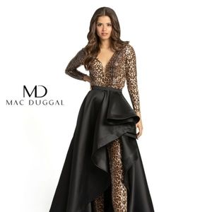 Mac Duggal 67369M Animal Print with Overskirt Jumpsuit